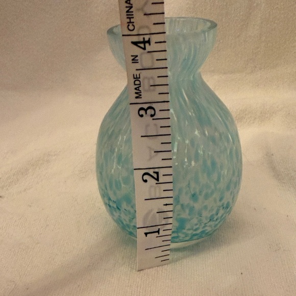 Hand blown Ocean Blue Glass Bud Vase - Picture 4 of 5